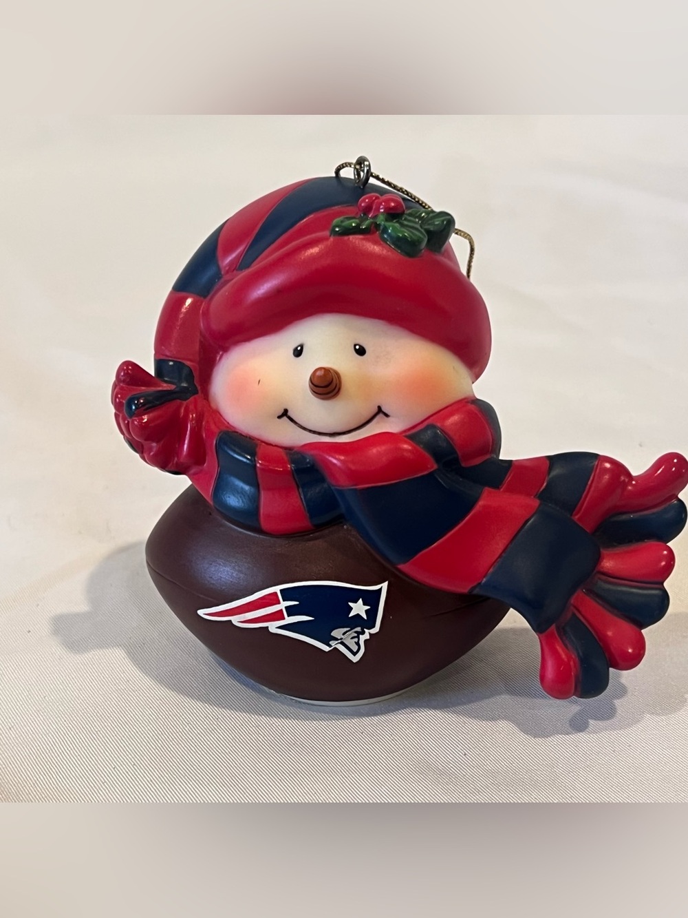 New England Patriots Light Up Snowman Christmas Ornament NFL